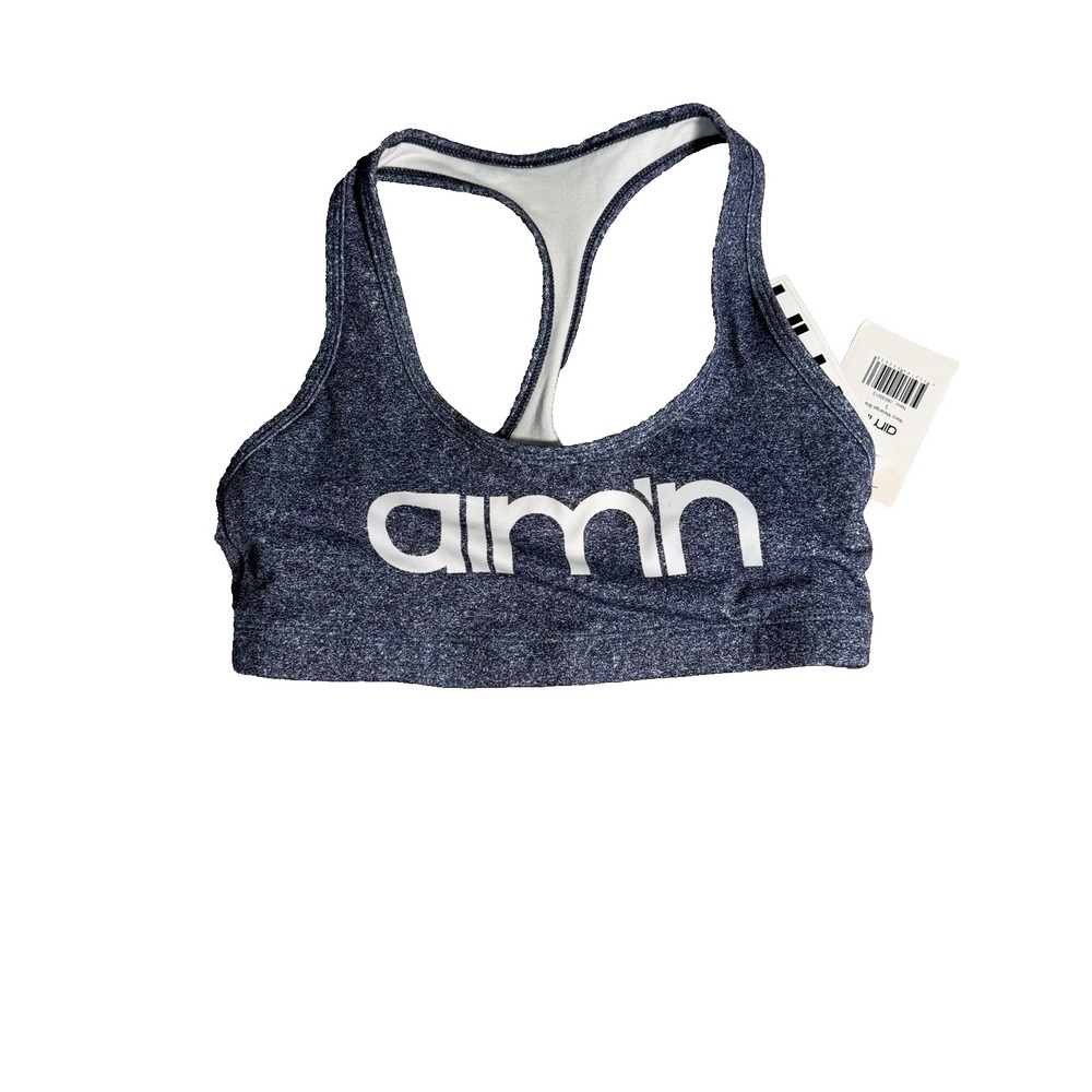 Aim'n Logo Womens Sport Bra Blue‎ And White Size Small